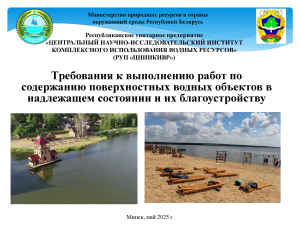 Требования к выполнению работ по содержанию поверхностных водных объектов в надлежащем состоянии и их благоустройству